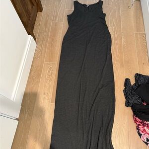 Sleeveless grey Maxi maternity Dress - Classic Everyday Style